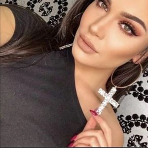 Rhinestone cross shaped drop earrings